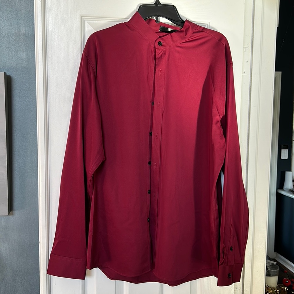 XL mandarin color suit shirt maroon